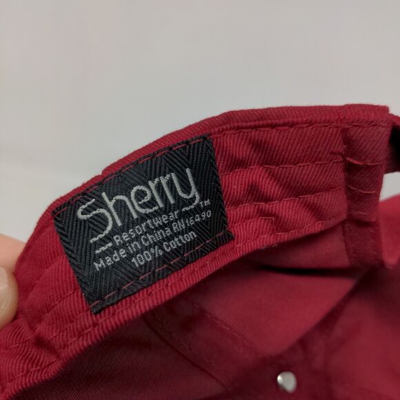 Sherry Resortwear Men's Slideback Hat Red Adjustable Embroidered Grandpa Logo - Picture 7 of 7